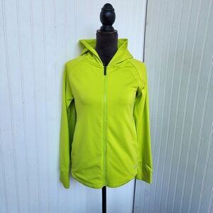 Under Armour Hoodie Womens Full Zip Logo Semi Fitted Hooded Lime Green Sz S